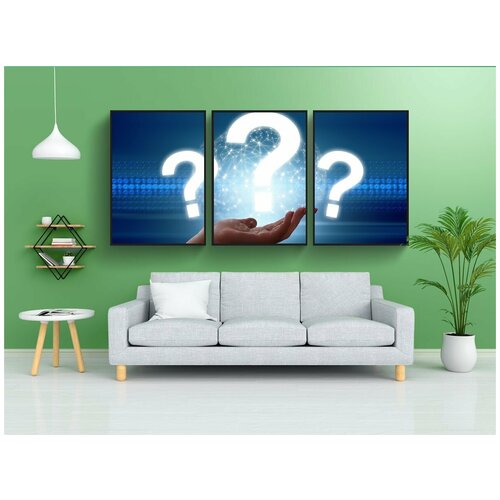 фото Набор модулных постеров для интерьера "вопрос, вопросительный знак, рука" 60x90 см. в тубусе, без рамки lotsprints