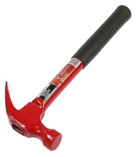 фото Молоток-гвоздодер ЛОМ, металлическая обрезиненная рукоятка, 450 г