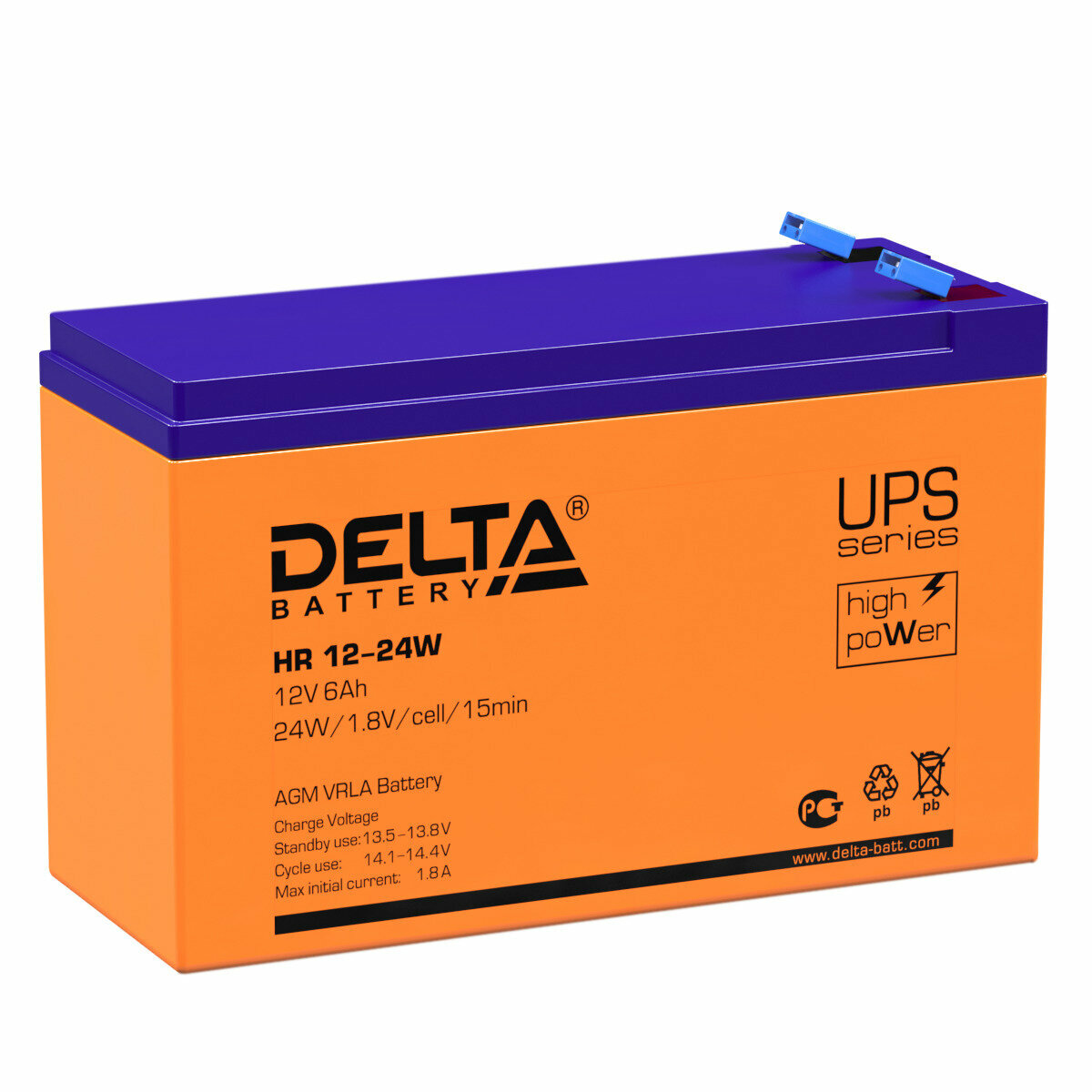 Аккумуляторная батарея DELTA Battery HR 12-24W 12В 6 А·ч