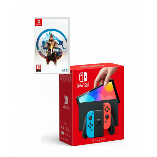 Игровая приставка Nintendo Switch OLED 64 ГБИгра Mortal Kombat 1красно-синий неон 4299000₽