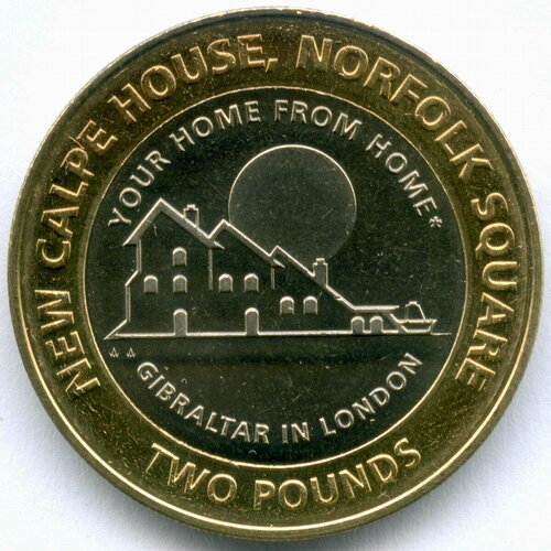 2 фунта 2018 год. Гибралтар. Новый дом Гибралтара в Лондоне (New Calpe House). Биметалл BrUNC клуб нумизмат монета 2 фунта острова мэн 2003 года биметалл крест торвальда