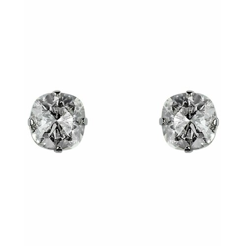 Серьги пусеты N23Lab, кристаллы Swarovski, размер 10 мм, серебряный, бесцветный