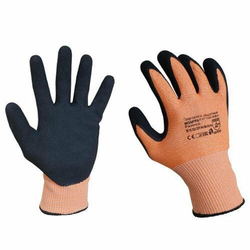 Перчатки защитные от порезов SCAFFA DY1350S-OR/BLK р.10 перчатки защитные акриловые текст латекс scaffa nm007 or blk р 11