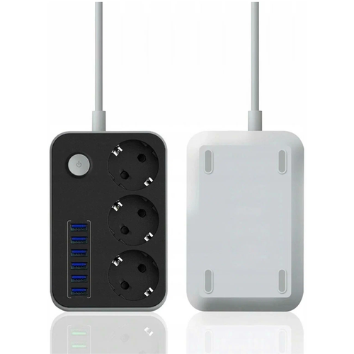 Сетевой фильтр Wire tech 6 USB + 3 розетки CX-U613 / USB 4.1A зарядка/ Быстрая зарядка/ Стабилизатор /Защита от перенапряжения мощный сетевой фильтр для одновременной зарядки нескольких устройств