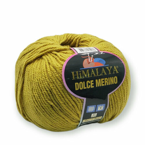 фото Пряжа himalaya "dolce meri̇no" 50% шерсть мериноса, 50% микрофибра, 100гр/230м, (59429 горчичный) 1 упаковка (10 мотков)