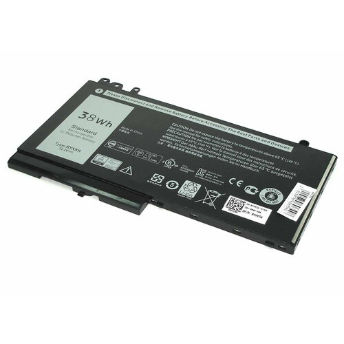 Аккумулятор RYXXH для ноутбука Dell Latitude E5250 11.1V 38Wh (3400mAh) черный аккумуляторная батарея для ноутбука dell latitude e5250 11 1v 38wh ryxxh