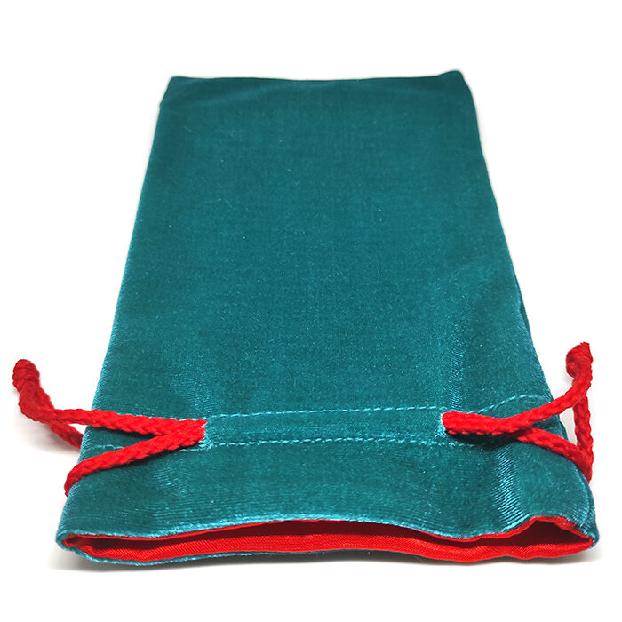 Мешочек для хранения "Макси", светло-бирюзовый с красной подкладкой, бархат, 12 на 18 см