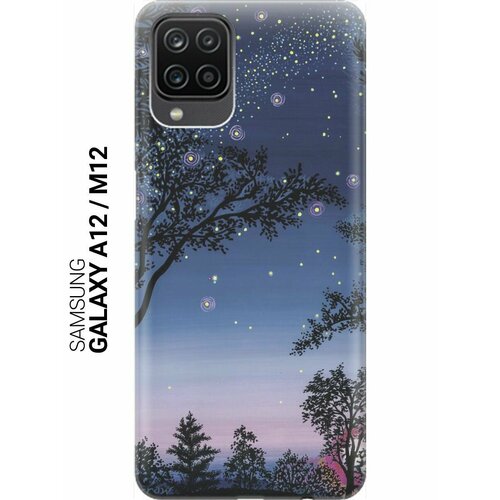 Ультратонкий силиконовый чехол-накладка для Samsung Galaxy A12, M12 с принтом Деревья и звезды ультратонкий силиконовый чехол накладка для samsung galaxy a41 с принтом деревья и звезды