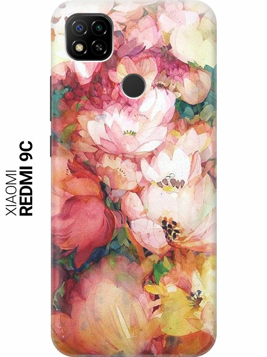 Ультратонкий силиконовый чехол-накладка для Xiaomi Redmi 9C с принтом "Яркие цветы"