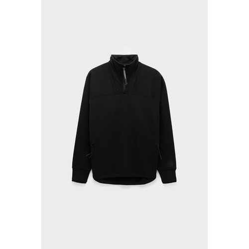 фото Толстовка c.p. company metropolis series stretch fleece reverse zipped sweatshirt, силуэт прямой, средней длины, размер 58, черный