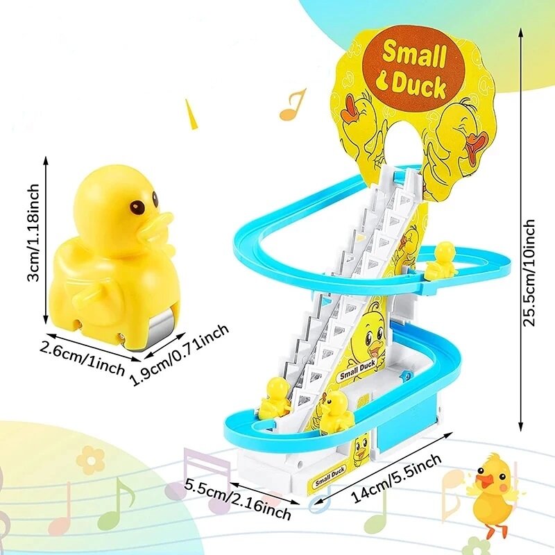 Бегающие уточки Small duck - утята 3 шт. на лестнице . 19х14х8см.