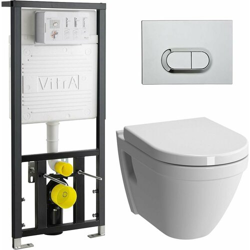 Комплект VitrA S50 9003B003-7201 кнопка хром безободковый, с крышкой-сиденьем микролифт