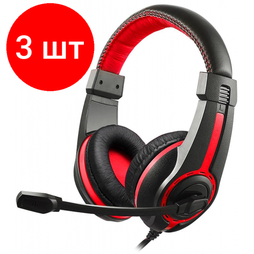 Комплект 3 штук Гарнитура для ПК Oklick HS-L200 чернкрасн 22м мон оголовье Y-819 4377₽