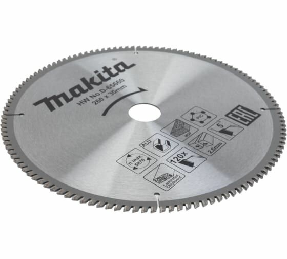 Пильный диск Makita универсальный для алюминия/дерева/пластика, 260x30x2.6/1.8x120T , - фото №8
