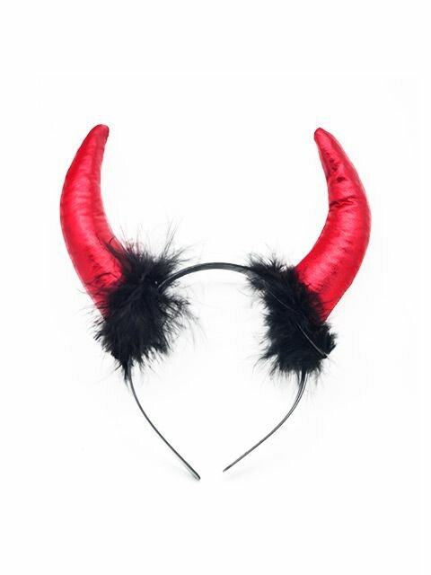 Рога на ободке I-Bright Company, текстиль, пластик, мех, красные