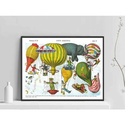 Постер Винтажные воздушные шары, размер A2, без рамы