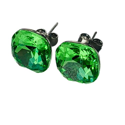 Серьги пусеты Парящий кристалл, кристаллы Swarovski, размер/диаметр 12 мм, зеленый
