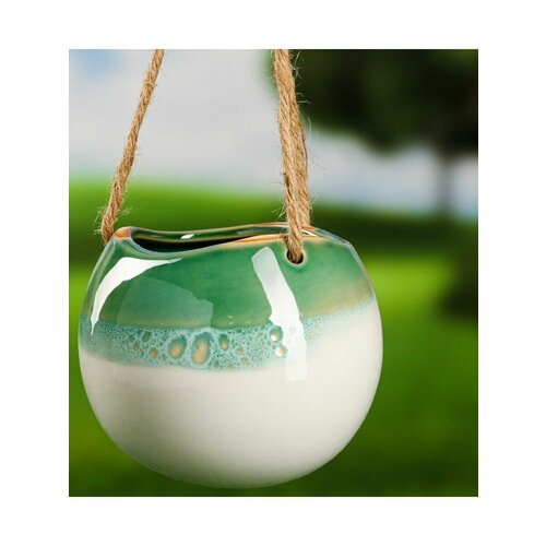 Кашпо подвесное Круглое зеленое 11х11х9см 1069₽