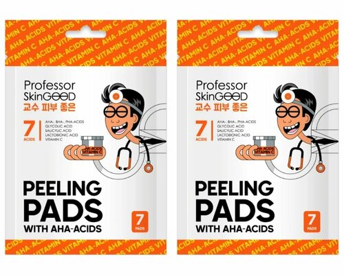 Пилинг-диски для лица очищающие Professor SkinGOOD, с AHA-кислотами и витамином C, 7 шт, 2 уп