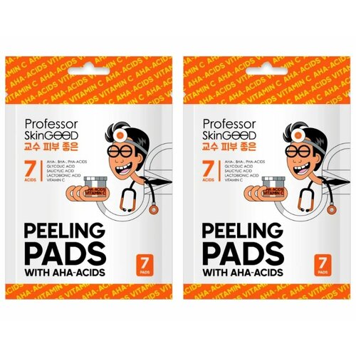 professor skingood пилинг диски с кислотами и витамином c peeling pads with acids and vitamin c Пилинг-диски для лица очищающие Professor SkinGOOD, с AHA-кислотами и витамином C, 7 шт, 2 уп