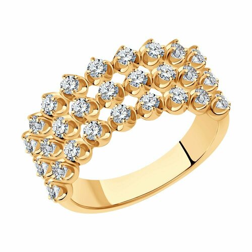 Кольцо SOKOLOV, красное золото, 585 проба, бриллиант, размер 18 кольцо цветок с 27 бриллиантами из красного золота