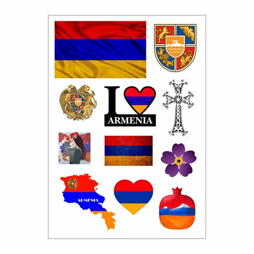 Объемные наклейки УФ-ДТФ Флаг и Герб Армении А5