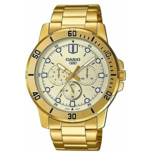наручные часы casio casio mtp vd300g 9e золотой серебряный Наручные часы CASIO, черный, золотой