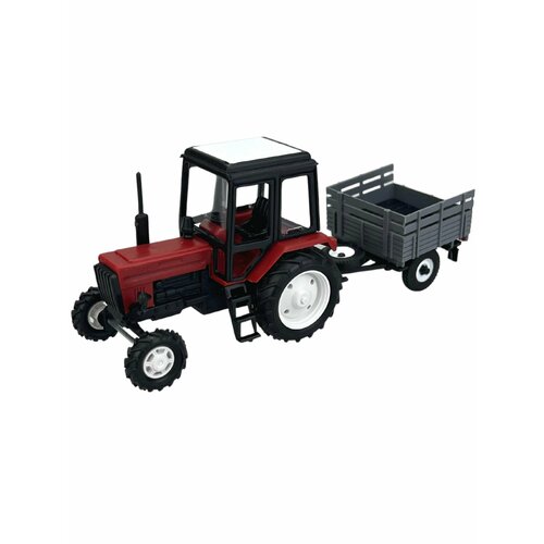 Машинка детская, Трактор МТЗ-82, с прицепом, коллекционная модель, 1/43, размер трактора - 15 х 5 х 6,5 см.
