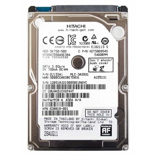 Жесткий диск Hitachi 0J11561 500Gb 5400 SATAII 25 HDD 6170₽