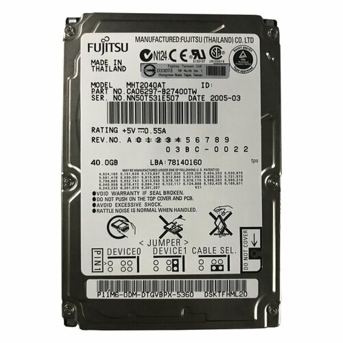 Жесткий диск Fujitsu CA06297-B27400TW 40Gb 4200 IDE 25 HDD 7010₽