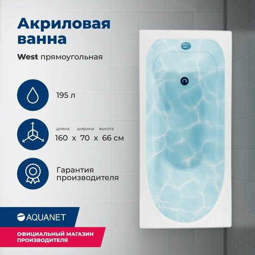 Акриловая ванна Aquanet West 160x70 (с каркасом) акриловая ванна aquanet west 130x70 с экраном с каркасом