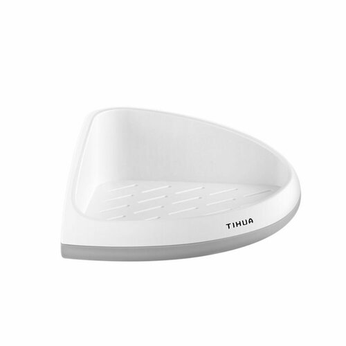 Полка угловая интересный дизайн белая с серым для мест с ограниченным пространством