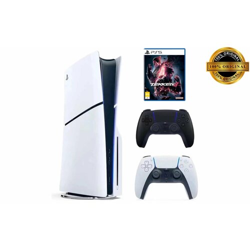 Игровая приставка Sony PlayStation 5 Slim с дисководом 1 ТБ два геймпада белый и черный Tekken 8 8600000₽