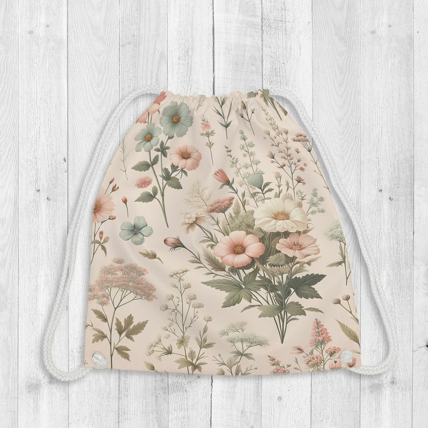 фото Сумка рюкзак-мешок для обуви и вещей с принтом "Нежность цветов", JoyArty, 38x40см