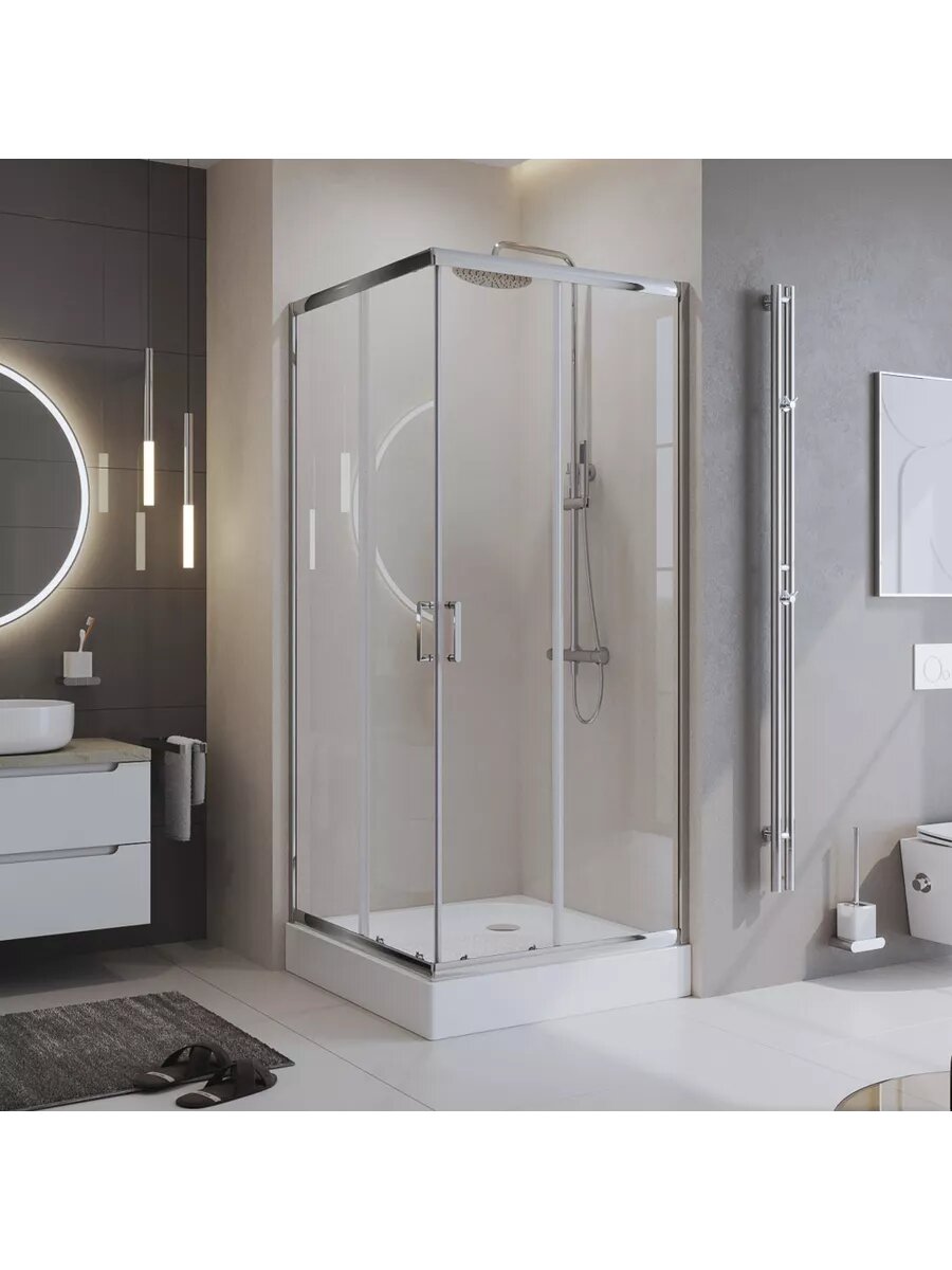 фото Душевой уголок BelBagno UNO-195-A-2-80 низкий поддон