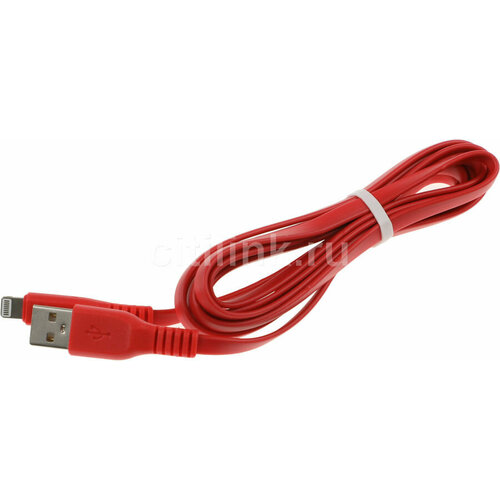 Кабель PREMIER 6-703RL45 2.0R, Lightning (m) - USB-A, 2м, красный hama flat lightning m usb a m 1 2м