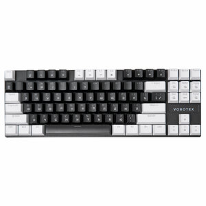 Клавиатура игровая проводная VOROTEX K87S Brown Switch, русская раскладка (Чёрный, белый)