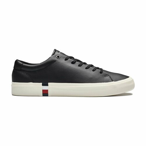 фото Кеды tommy hilfiger corporate leather de, размер t40, черный/бежевый