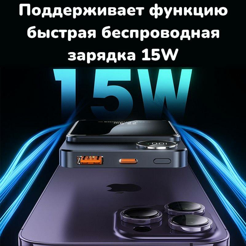 Магнитный Power bank MagSafe для iPhone 15/14/13/12 серии с быстрой зарядкой 22,5 Вт, 10000 mAh