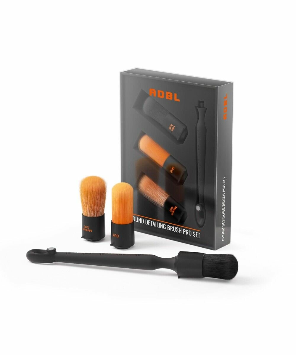 Набор из 3-х кистей для детейлинга (ручка + 3 насадки) ADBL Round Detailing Brush Pro Set