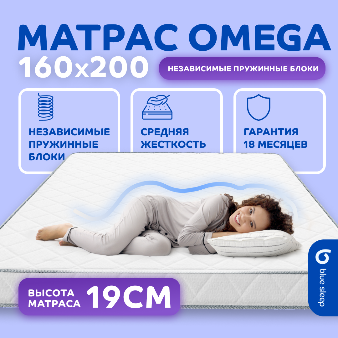 фото Матрас пружинный Blue Sleep Omega 160x200, 19 см