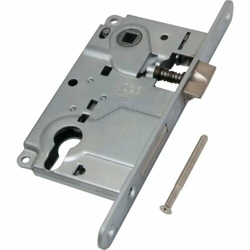 Защелка AGB Centro под цилиндр (защелка вверху, металл. язычек, ригель) без отв. планки никель