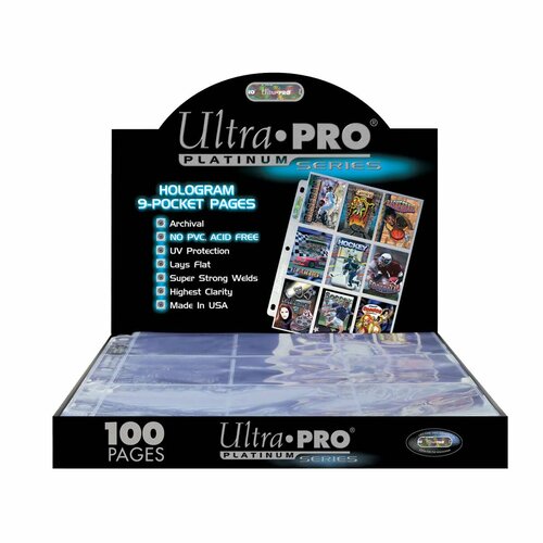 Упаковка листов для карт Magic: the Gathering - Ultra Pro Platinum 9-Pocket Pages (11 Hole) (100 штук в упаковке)