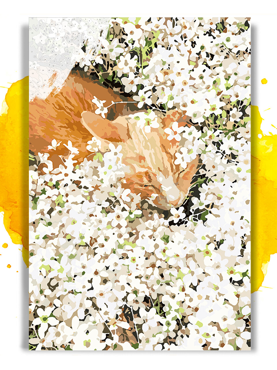 Картина по номерам на холсте Котик в цветочках 40 х 50 см