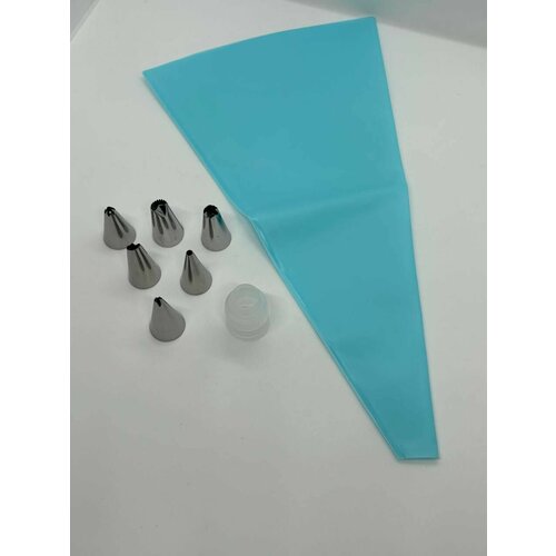 Набор кондитерских насадок с кондитерским мешком 6 шт фиксатор для насадки 1 шт 290₽