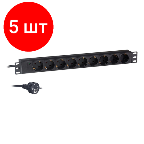 Комплект 5 штук Блок розеток ExeGate ServerPro PDU-19H903 Al-9S-EU2CU EX280849RUS 12079₽