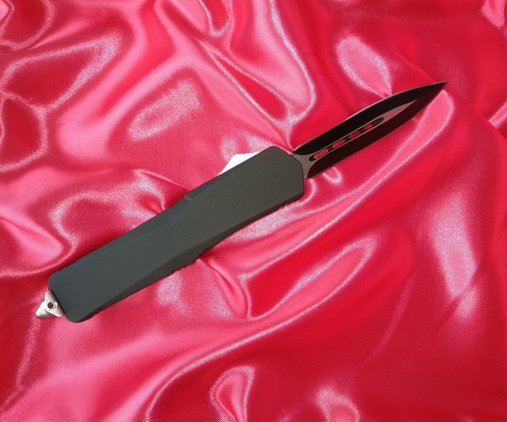 Туристический складной нож Microtech "Troodon Replica", автоматический выброс клинка, чёрный