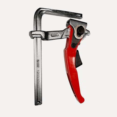 Изображение товара Струбцина кованная F-тип 120х60мм c рычажной рукояткой для установки в Т-паз