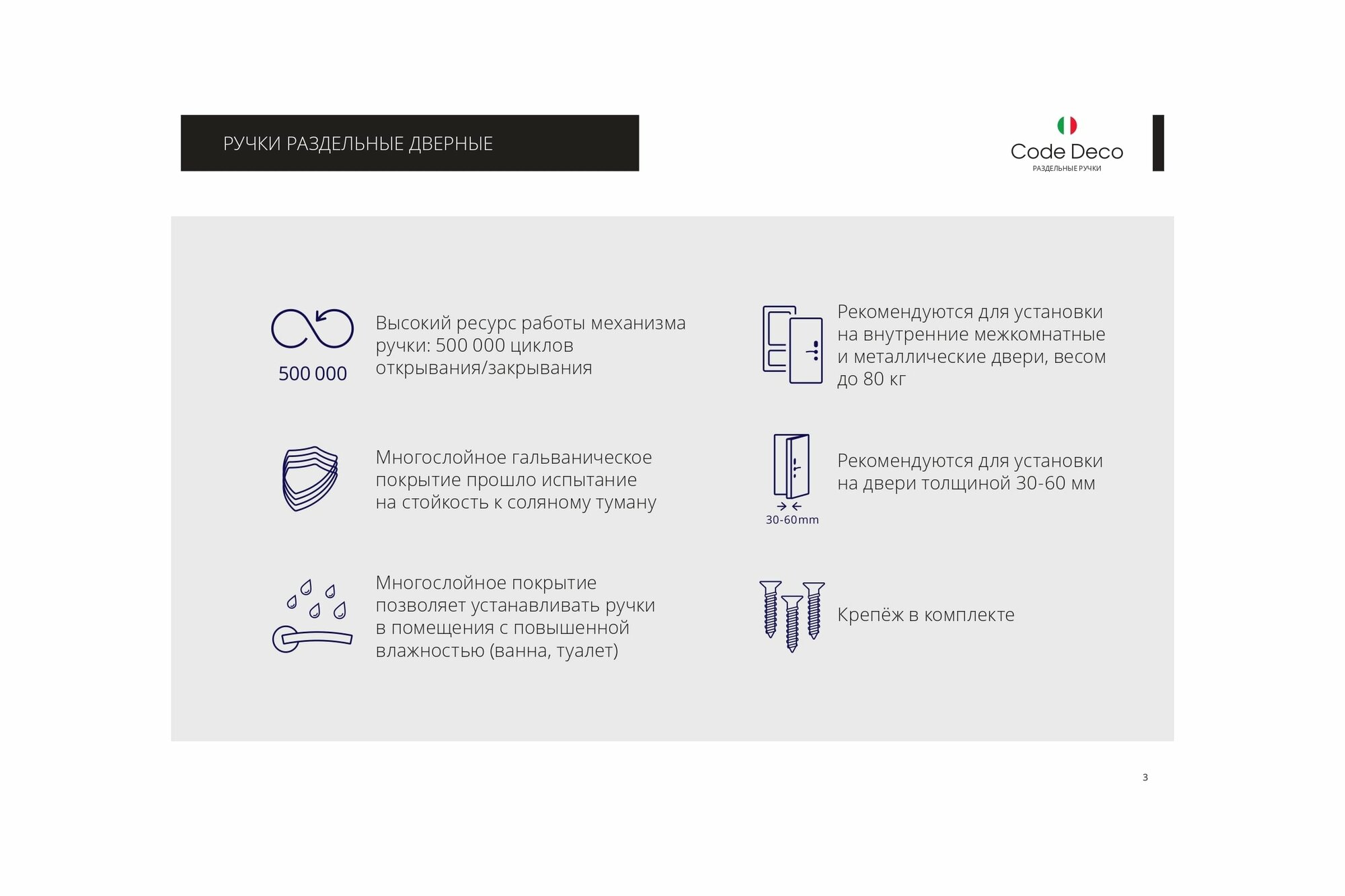 фото Ручки дверные Code Deco H-14105-A-CR