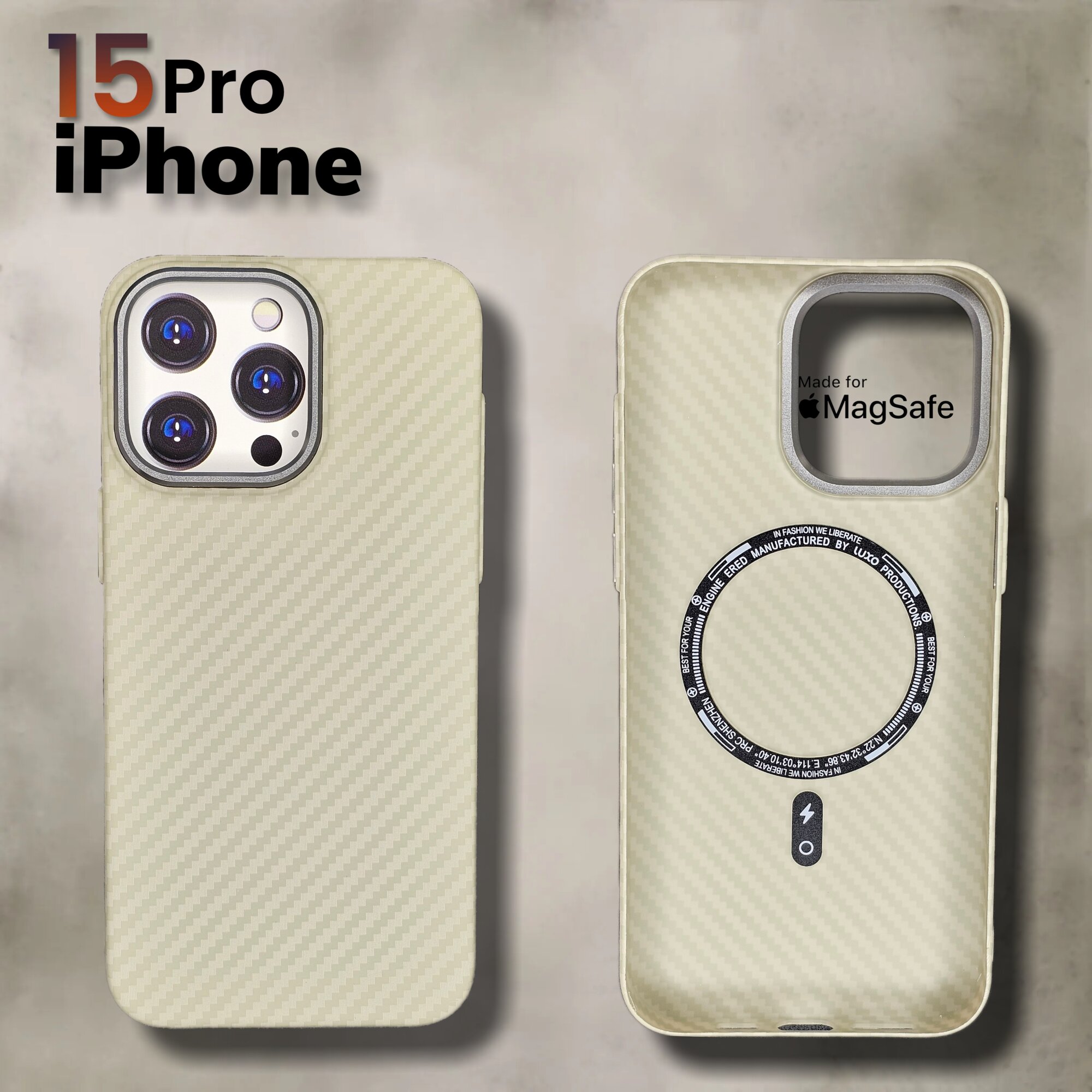 фото Чехол на айфон 15 Pro LUXO Life+, черный карбоновый